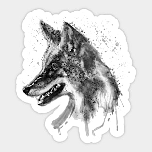 Coyote Head Black and White Sticker